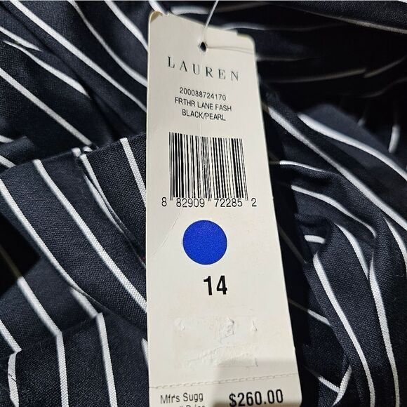 LAUREN RALPH LAUREN Black Pinstriped Ruffle Jacket - Size 14 - Picture 6 of 6
